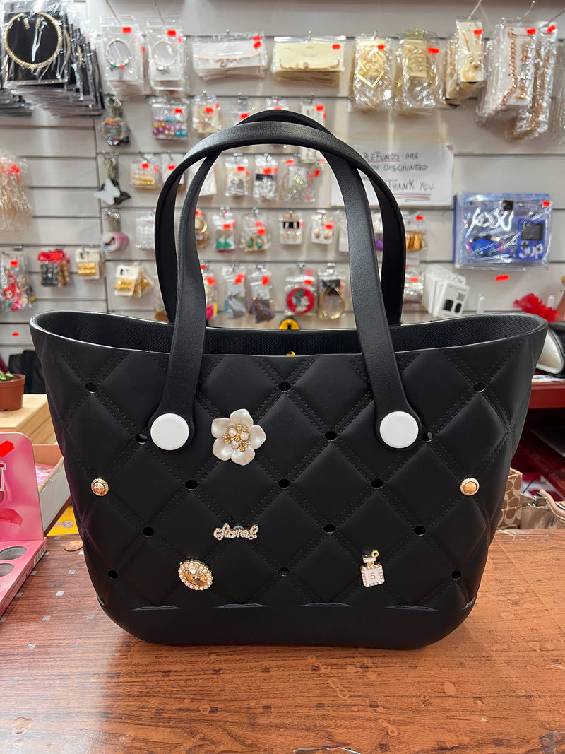 Charmed Quilted Rubber Tote Bag A066