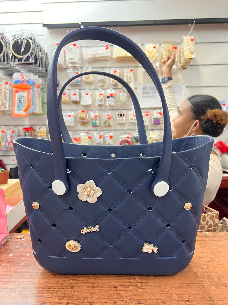 Charmed Quilted Rubber Tote Bag A066