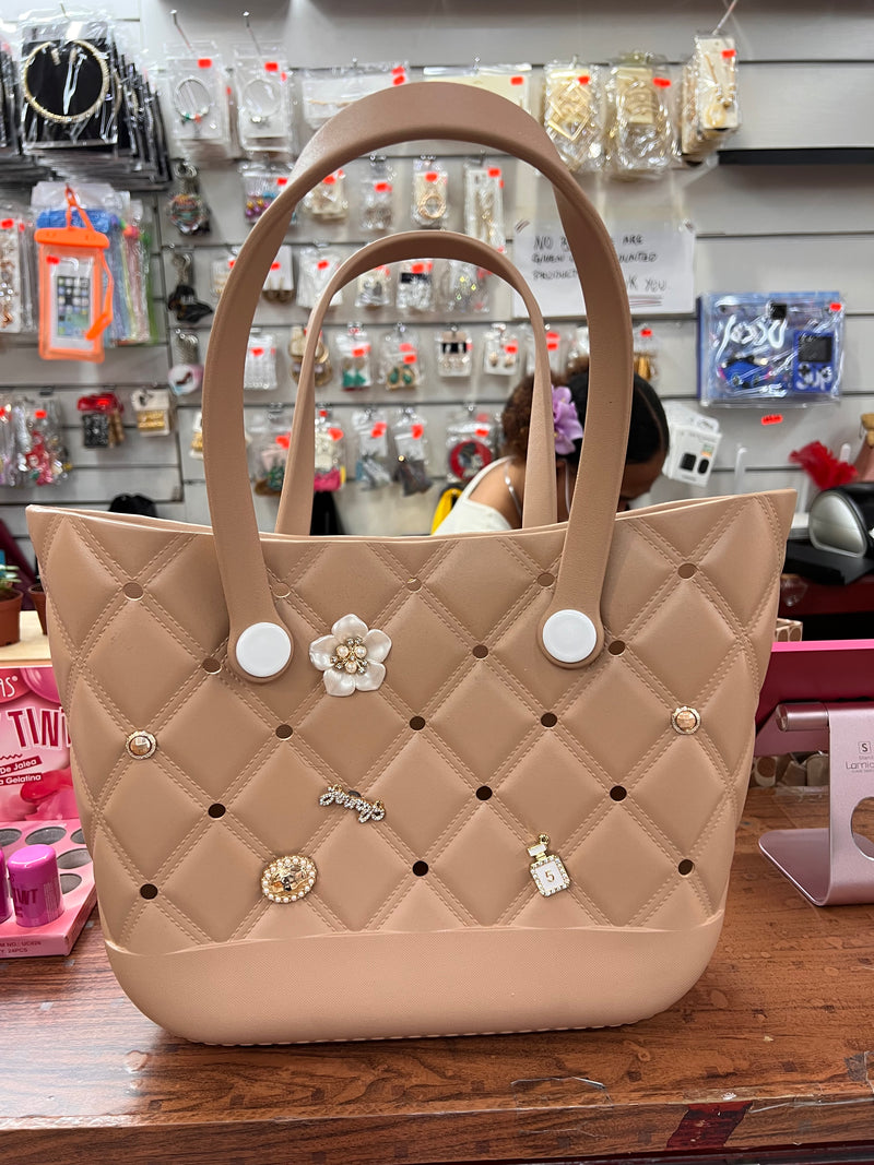 Charmed Quilted Rubber Tote Bag A066