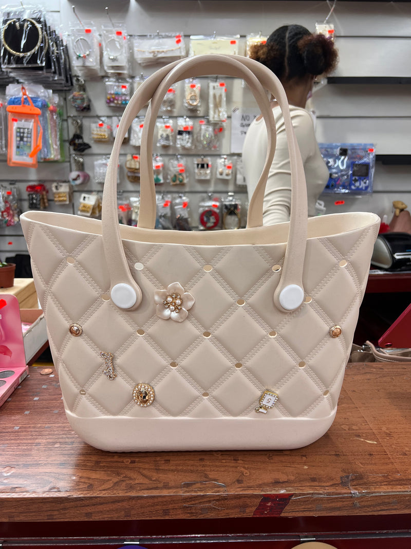 Charmed Quilted Rubber Tote Bag A066
