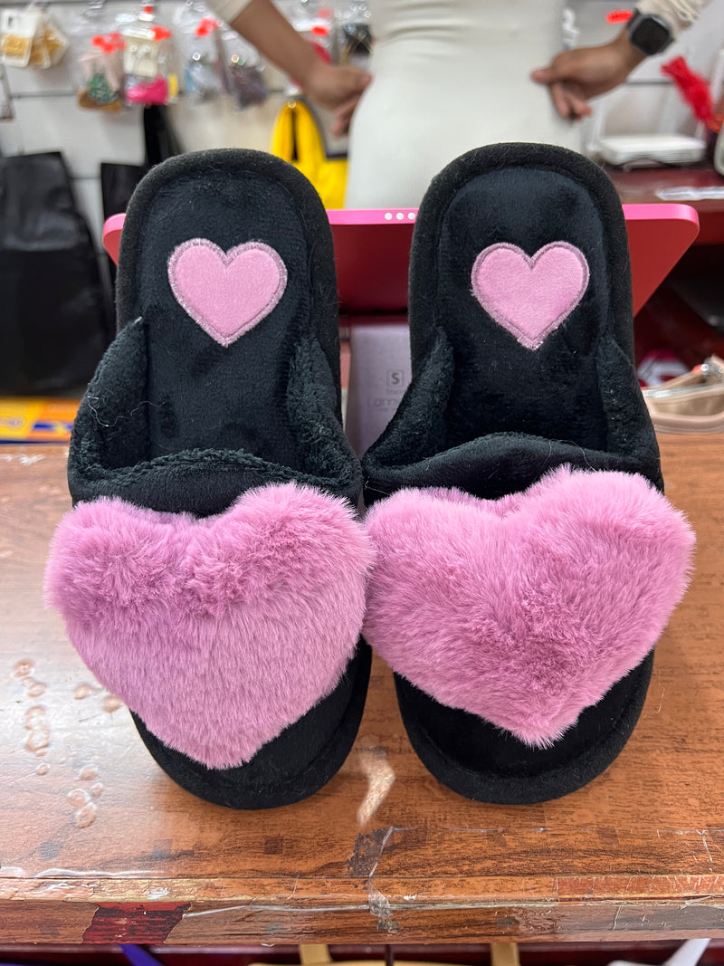 Cozy Heart Plush House Bedroom Slippers A-094