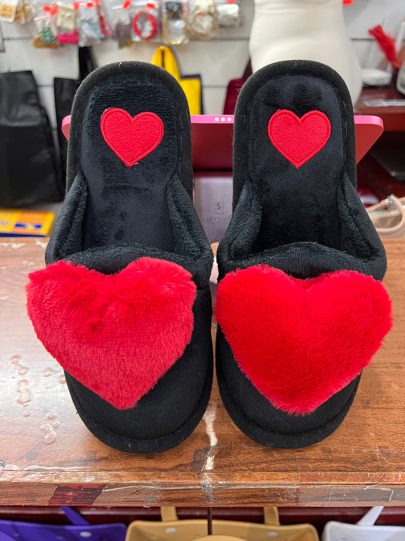 Cozy Heart Plush House Bedroom Slippers A-094