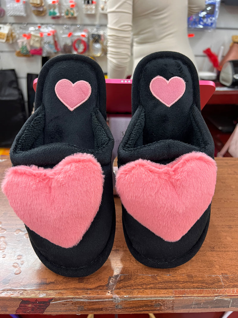Cozy Heart Plush House Bedroom Slippers A-094