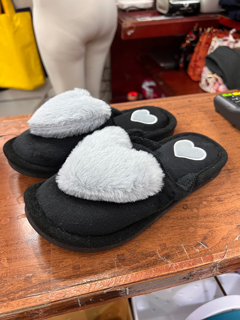 Cozy Heart Plush House Bedroom Slippers A-094