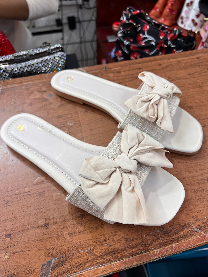 Double Bow Slide Sandals A045