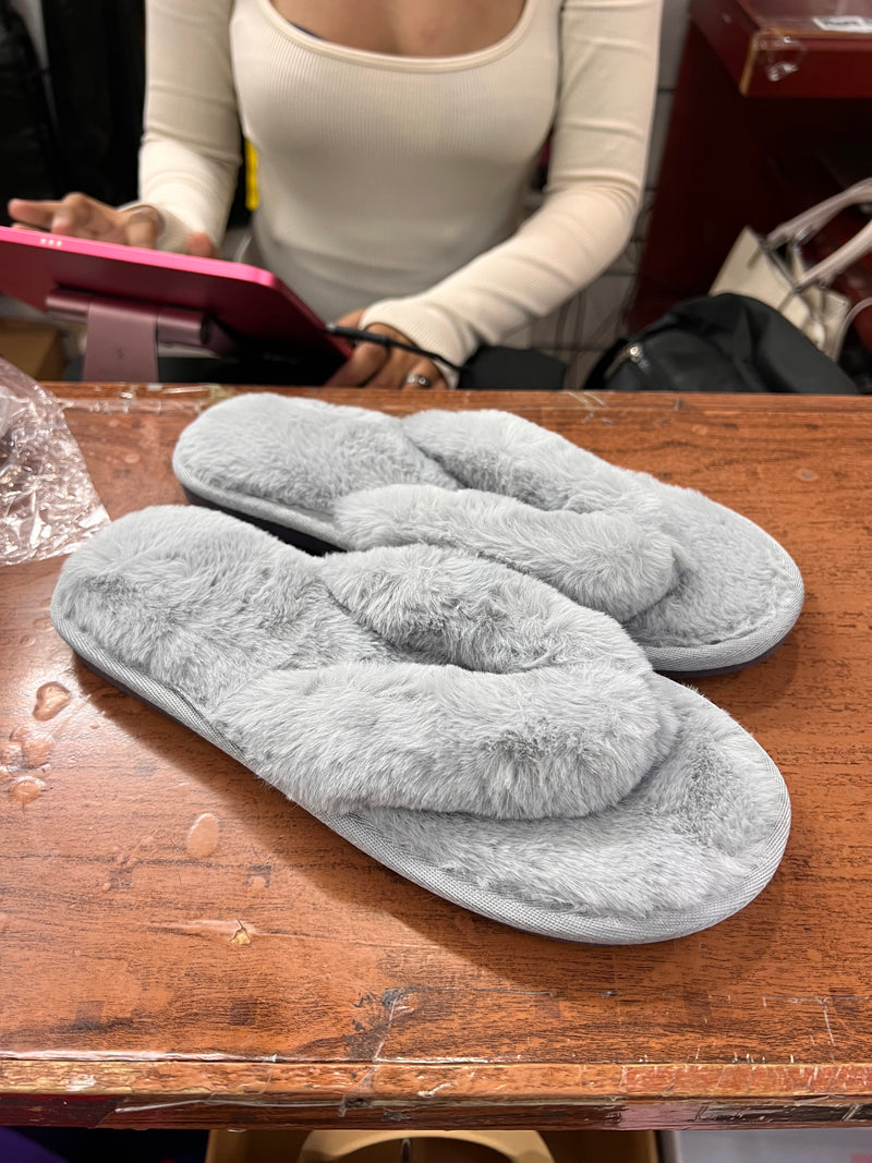 Cloudy Cozy Fluffy Cross-Band Bedroom Slippers A-096