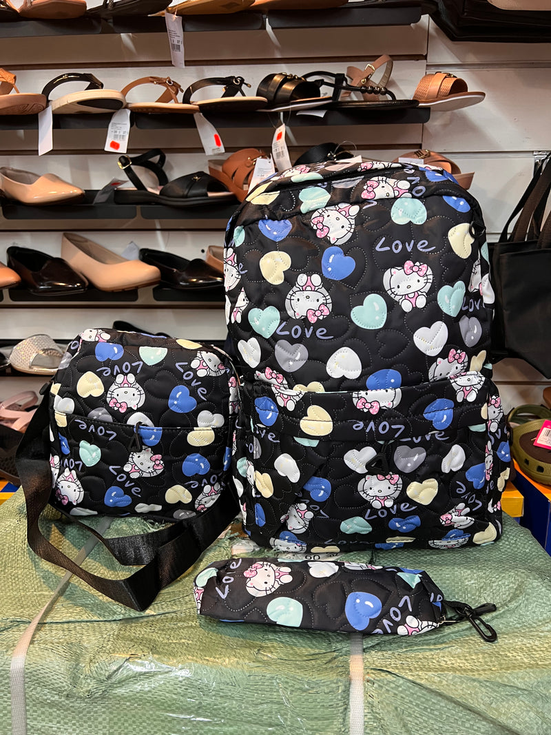 Sweetheart Quilted 3-Piece Kids Backpack Set A-055