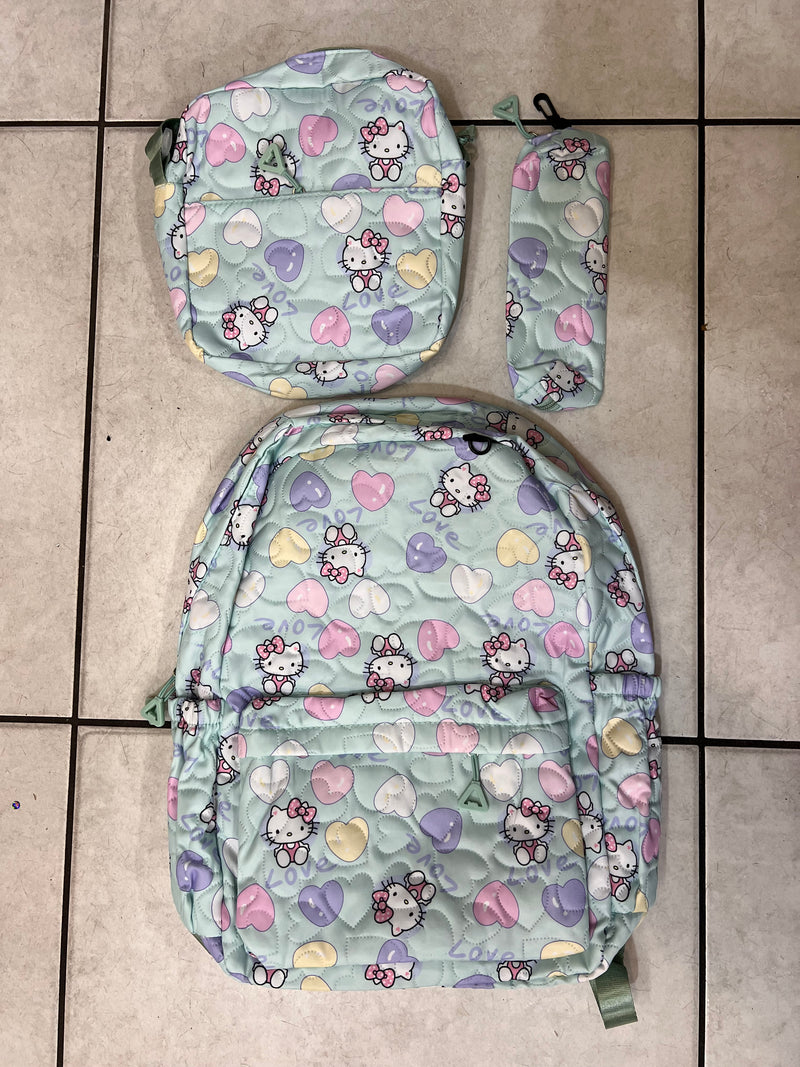 Sweetheart Quilted 3-Piece Kids Backpack Set A-055