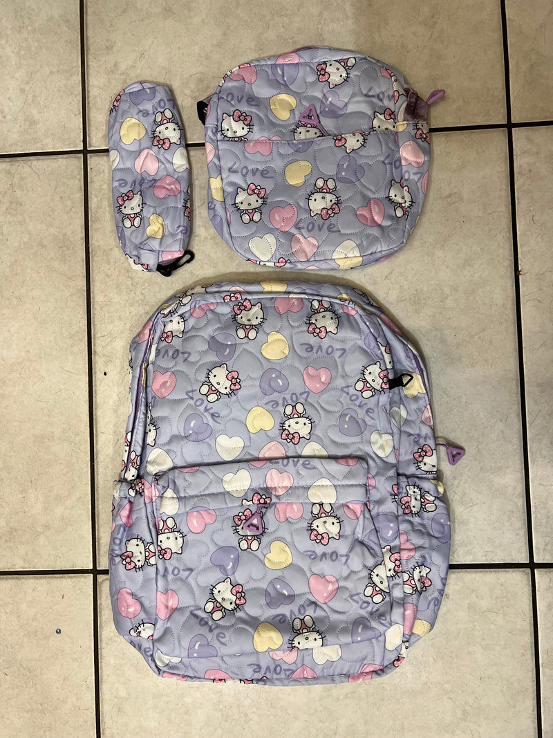 Sweetheart Quilted 3-Piece Kids Backpack Set A-055