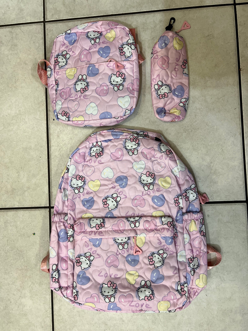 Sweetheart Quilted 3-Piece Kids Backpack Set A-055