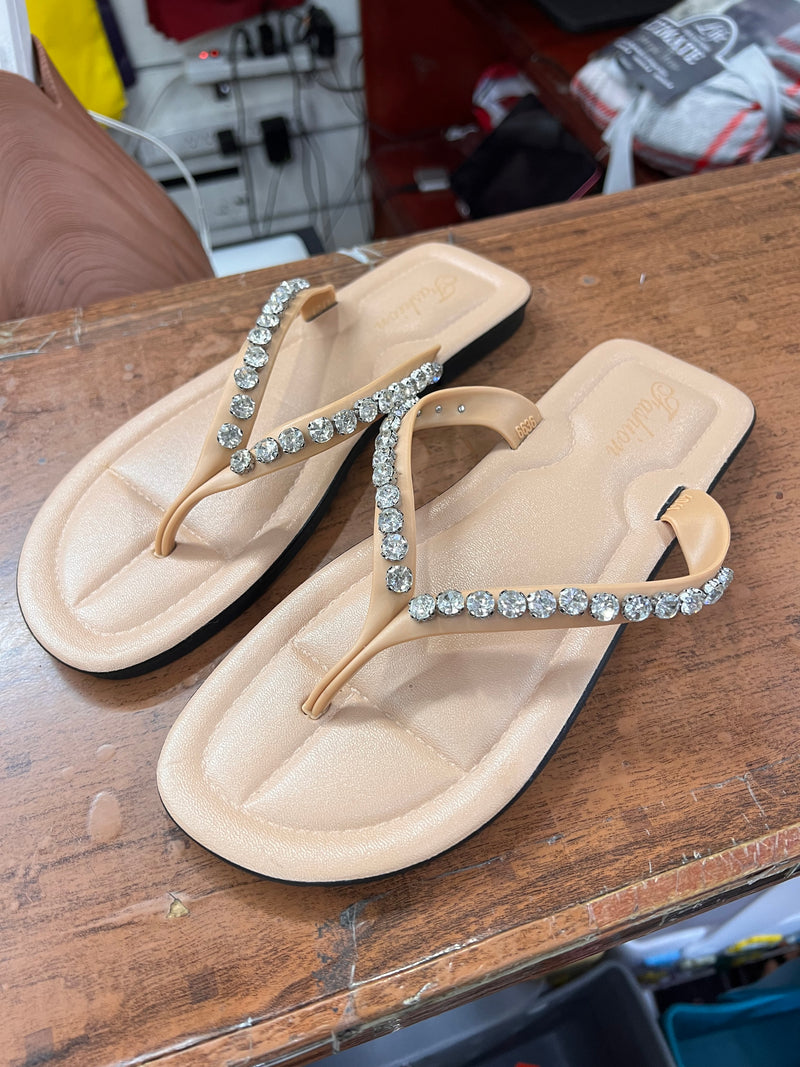 Crystal Glow Rhinestone Thong Sandals A-008