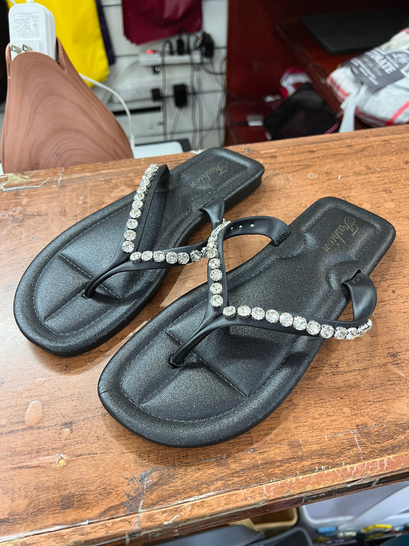Crystal Glow Rhinestone Thong Sandals A-008