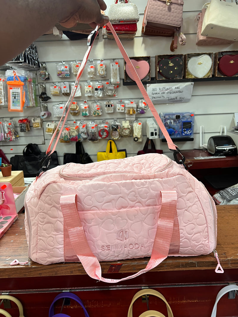 SENMAODA Heart Quilted Weekend Duffel Bag A-057