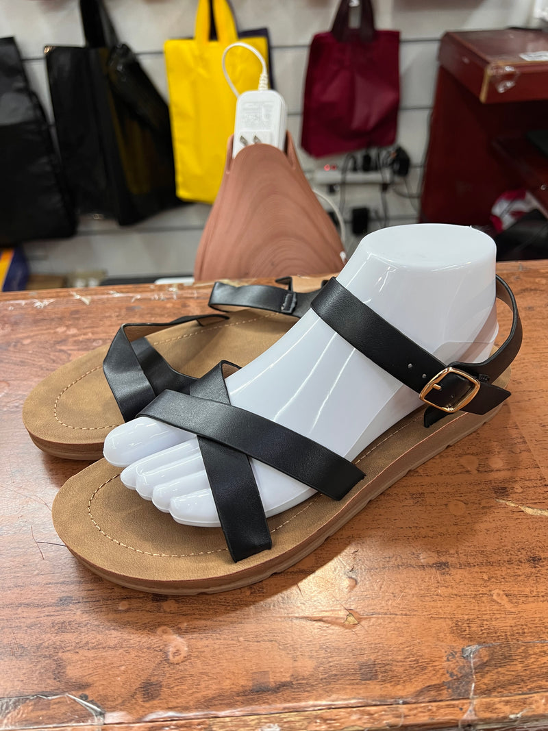 Easy Street Buckle Strap Flat Sandals A-042