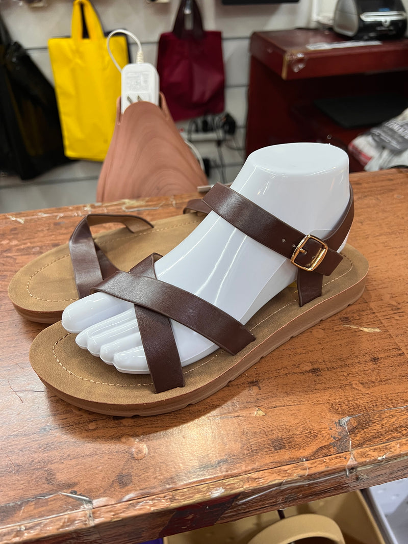 Easy Street Buckle Strap Flat Sandals A-042