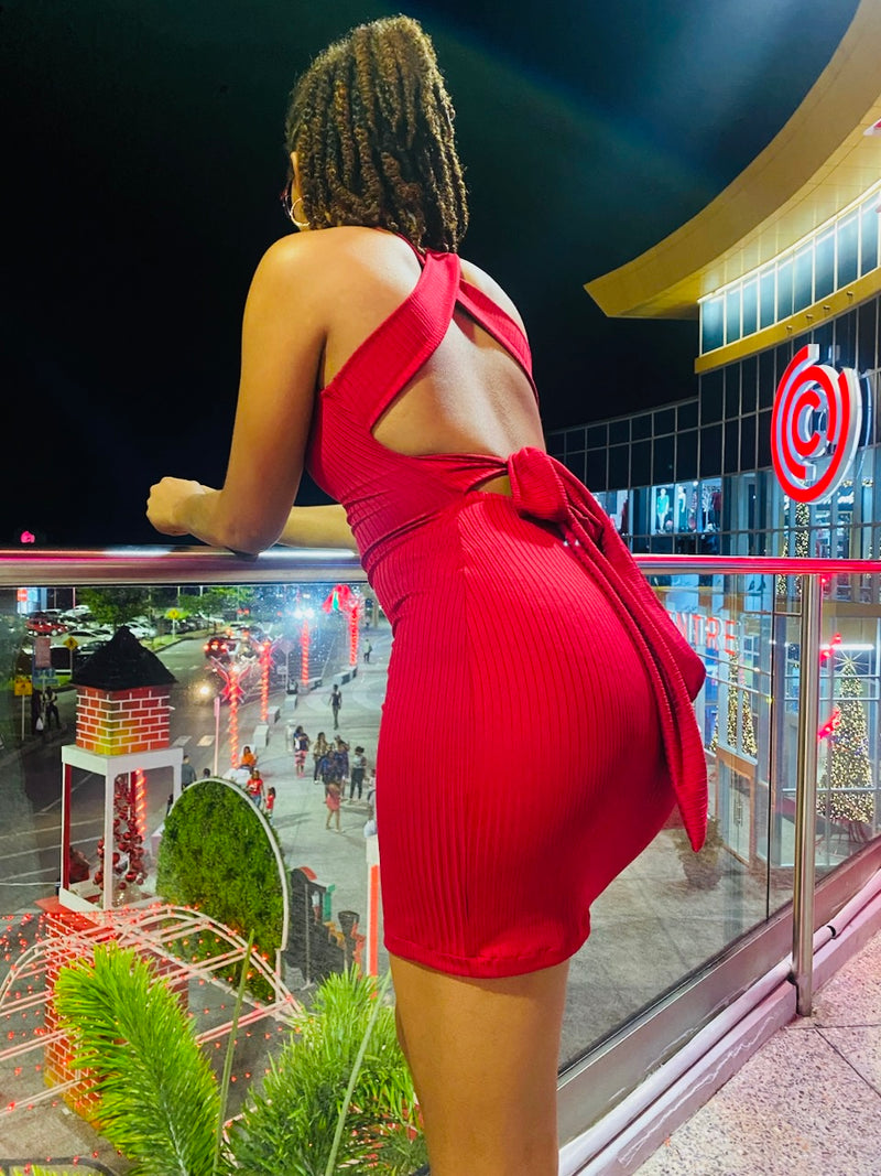 Volaré Fashion Criss-Cross Tie Backless Bodycon Dress