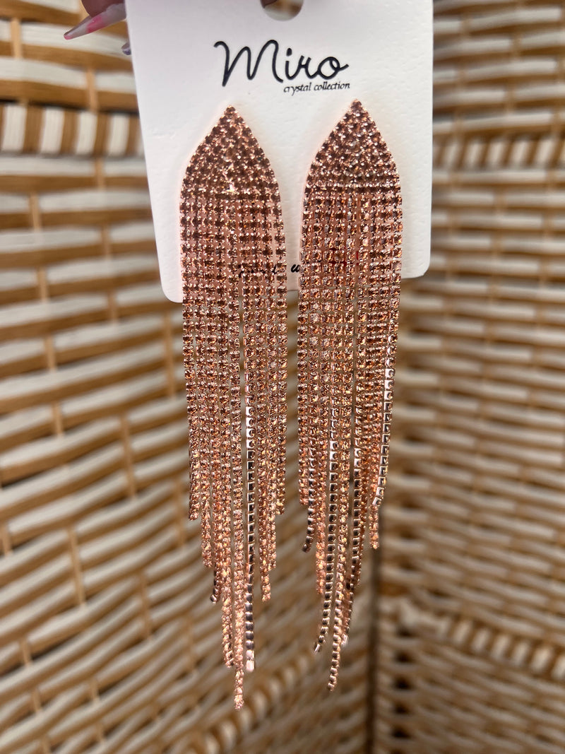 Rhinestone Tassel Drop Earrings