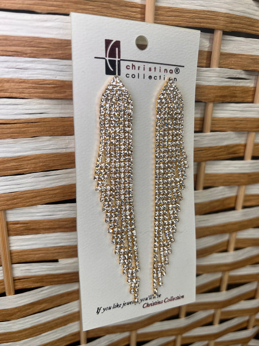 Rhinestone Tassel Wing Drop Earrings