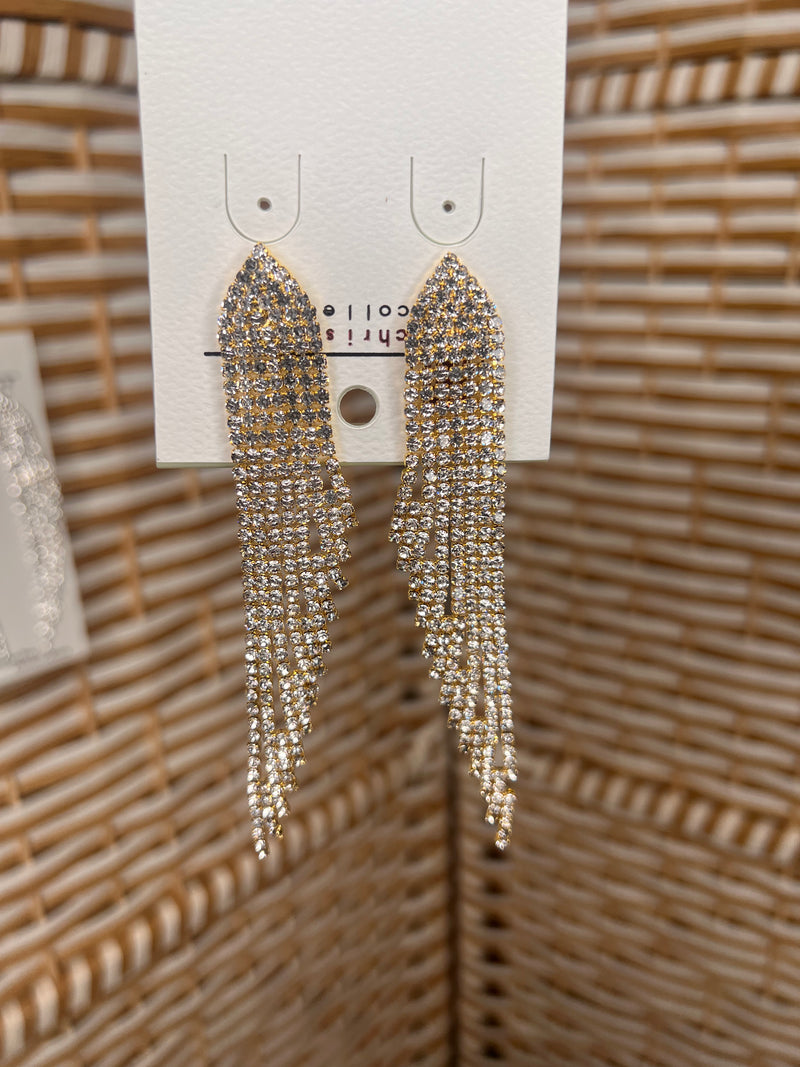 Rhinestone Tassel Wing Drop Earrings