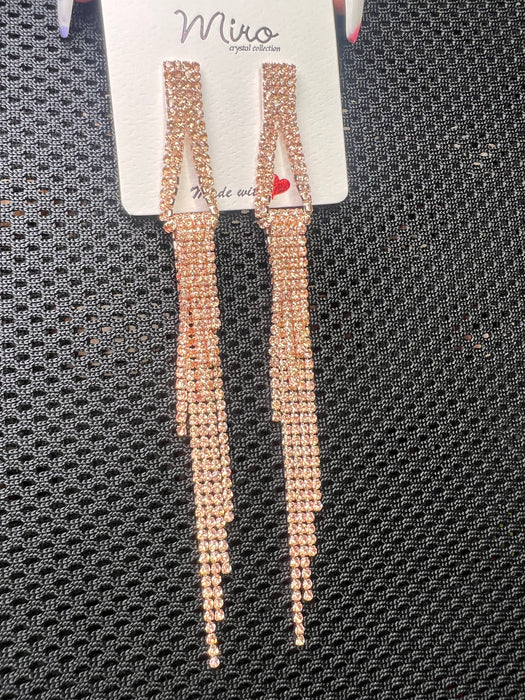 Rhinestone Long Tassel Elegant Drop Earrings