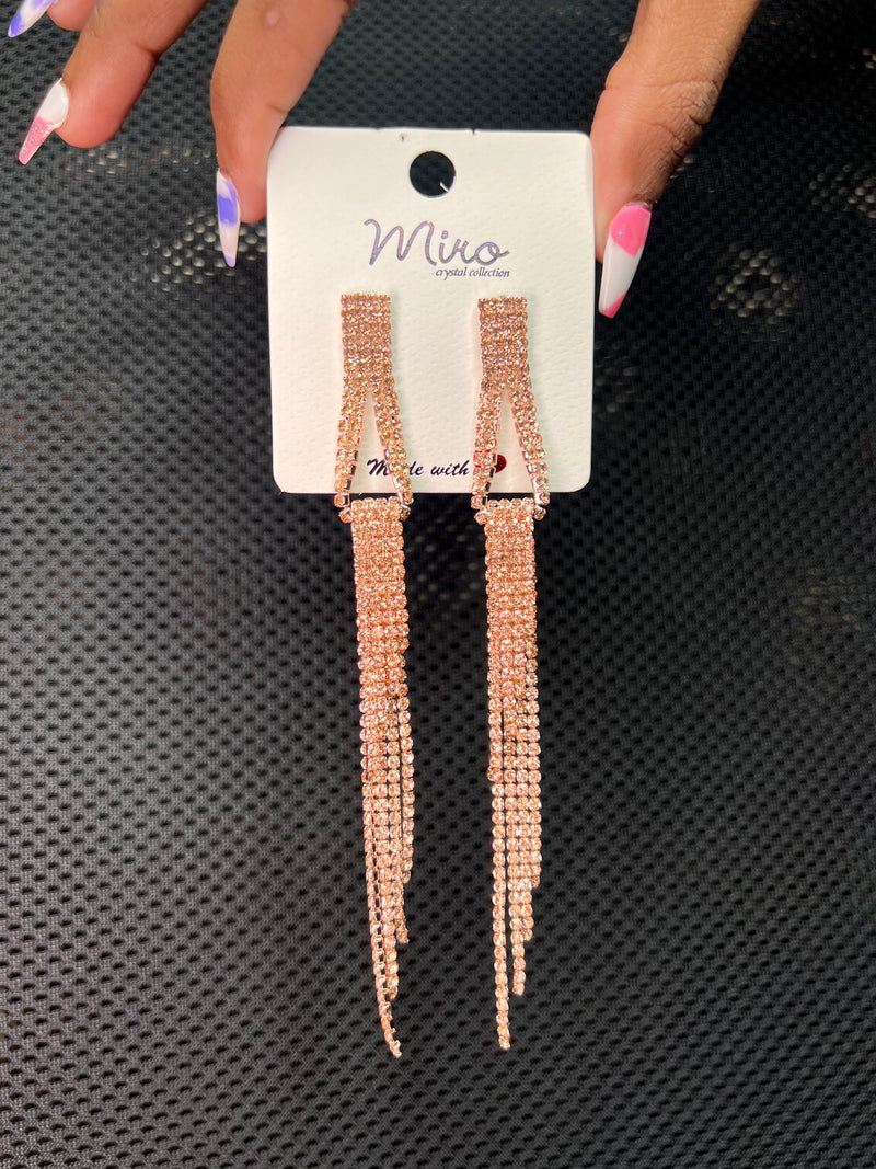 Rhinestone Long Tassel Elegant Drop Earrings