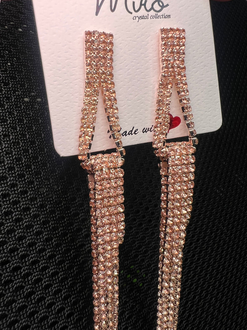 Rhinestone Long Tassel Elegant Drop Earrings