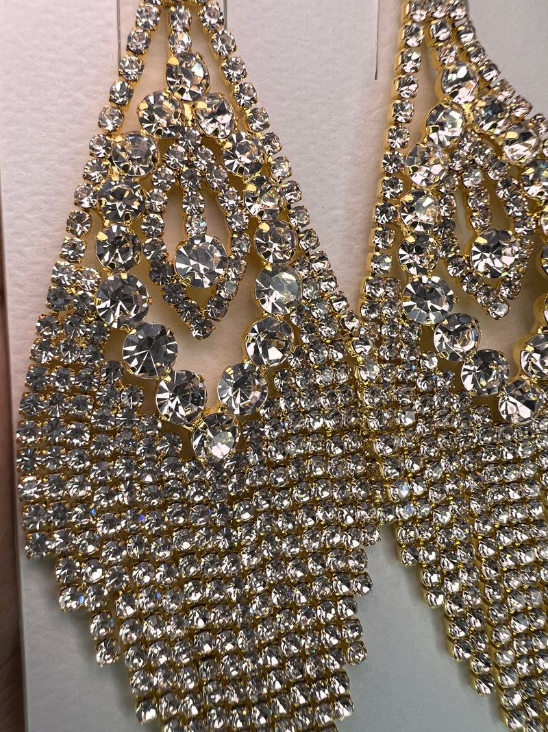 Rhinestone Tassel Drop Earrings