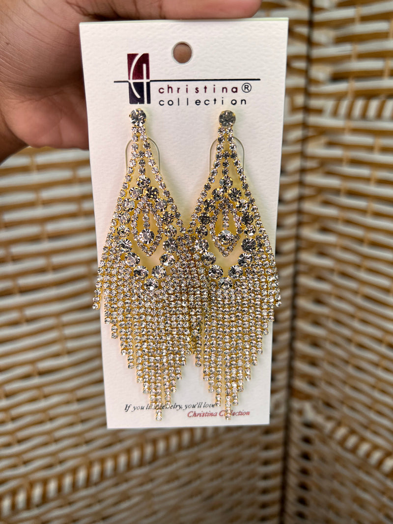 Rhinestone Tassel Drop Earrings