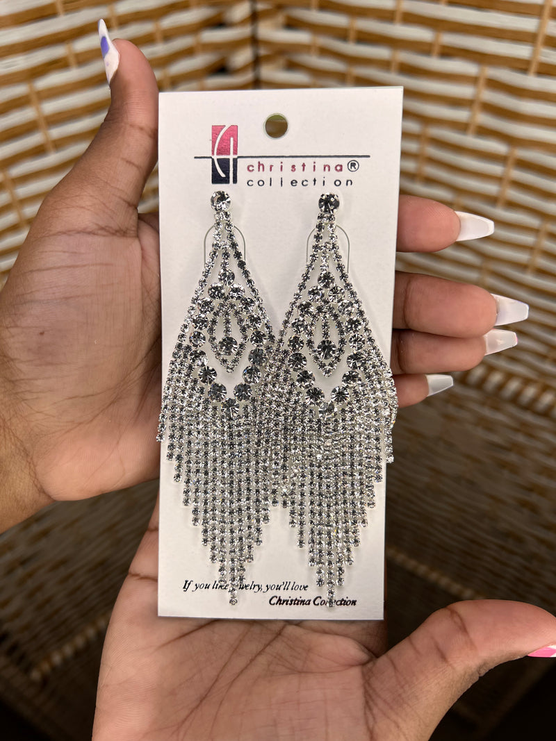 Rhinestone Tassel Drop Earrings