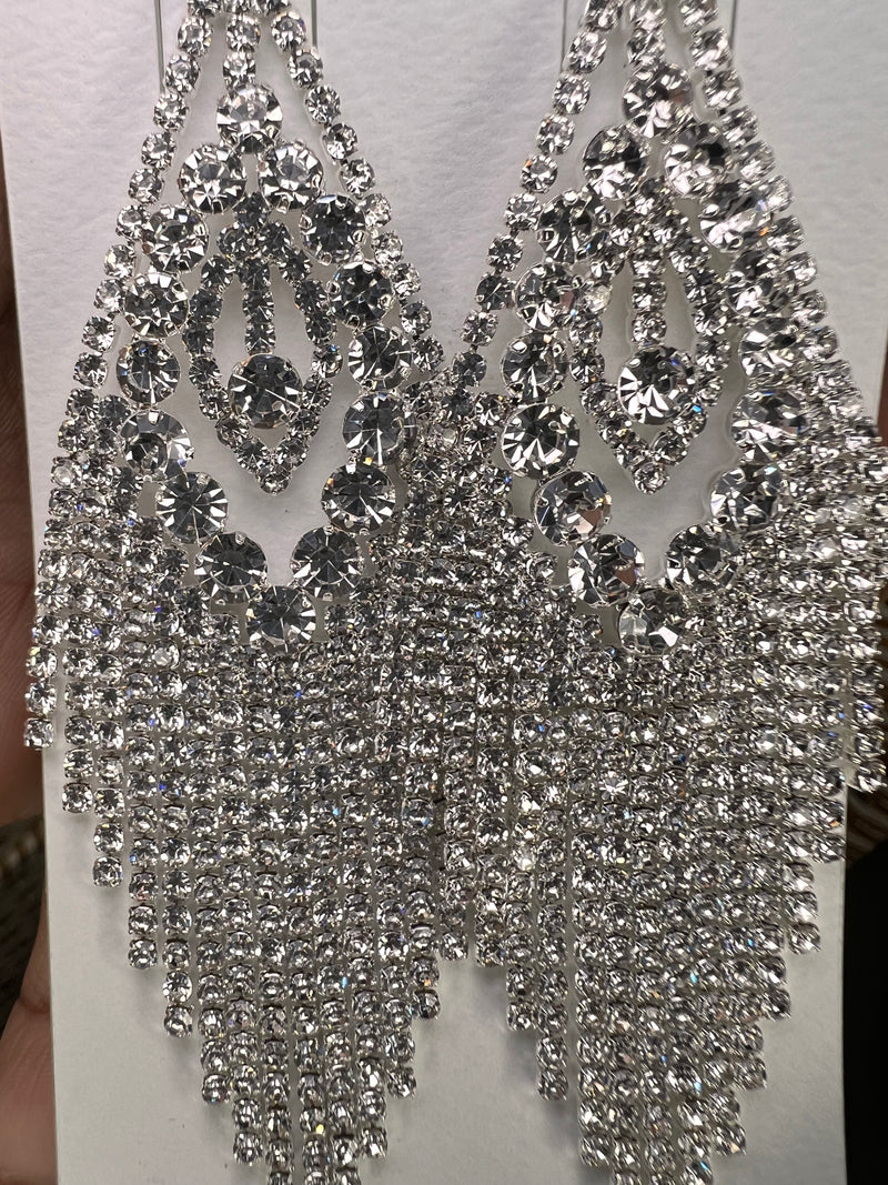 Rhinestone Tassel Drop Earrings