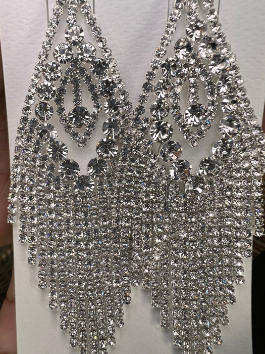 Aretes colgantes con borlas de diamantes de imitación