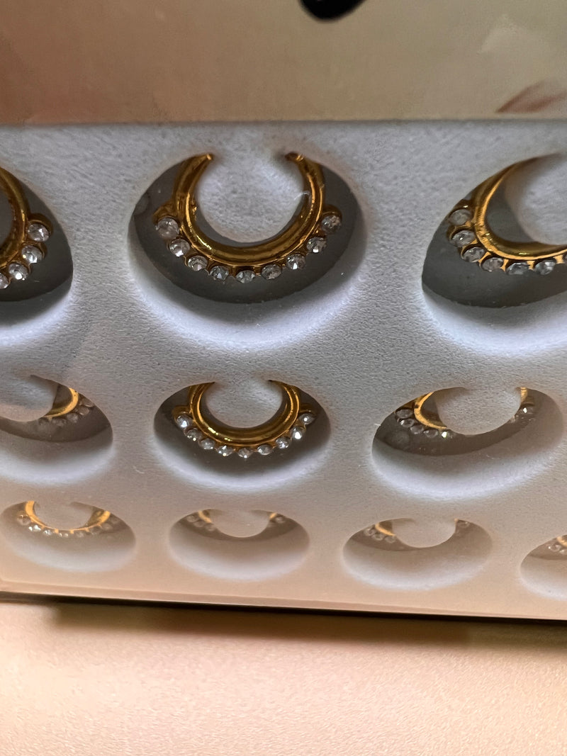 Ladies Rhinestone Decor Cuff Hoop Nose Rings