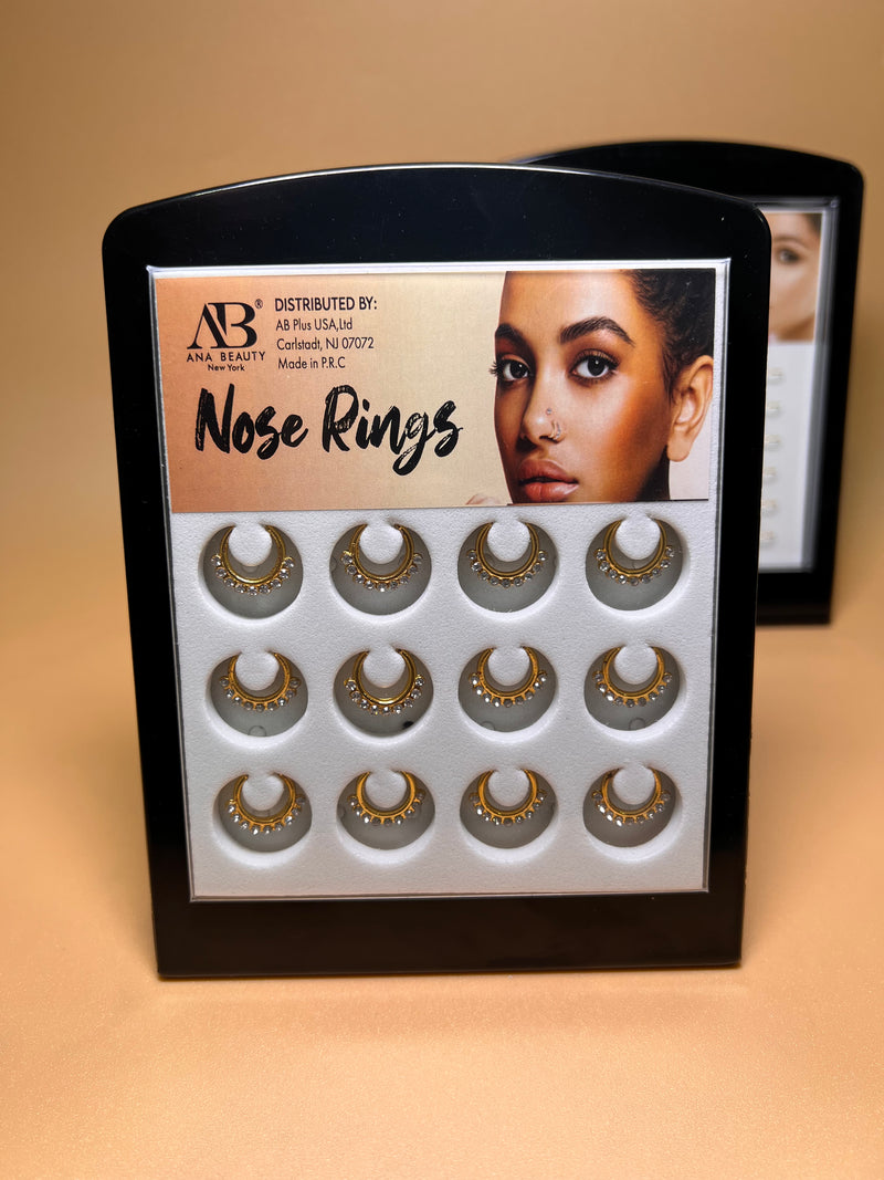 Ladies Rhinestone Decor Cuff Hoop Nose Rings