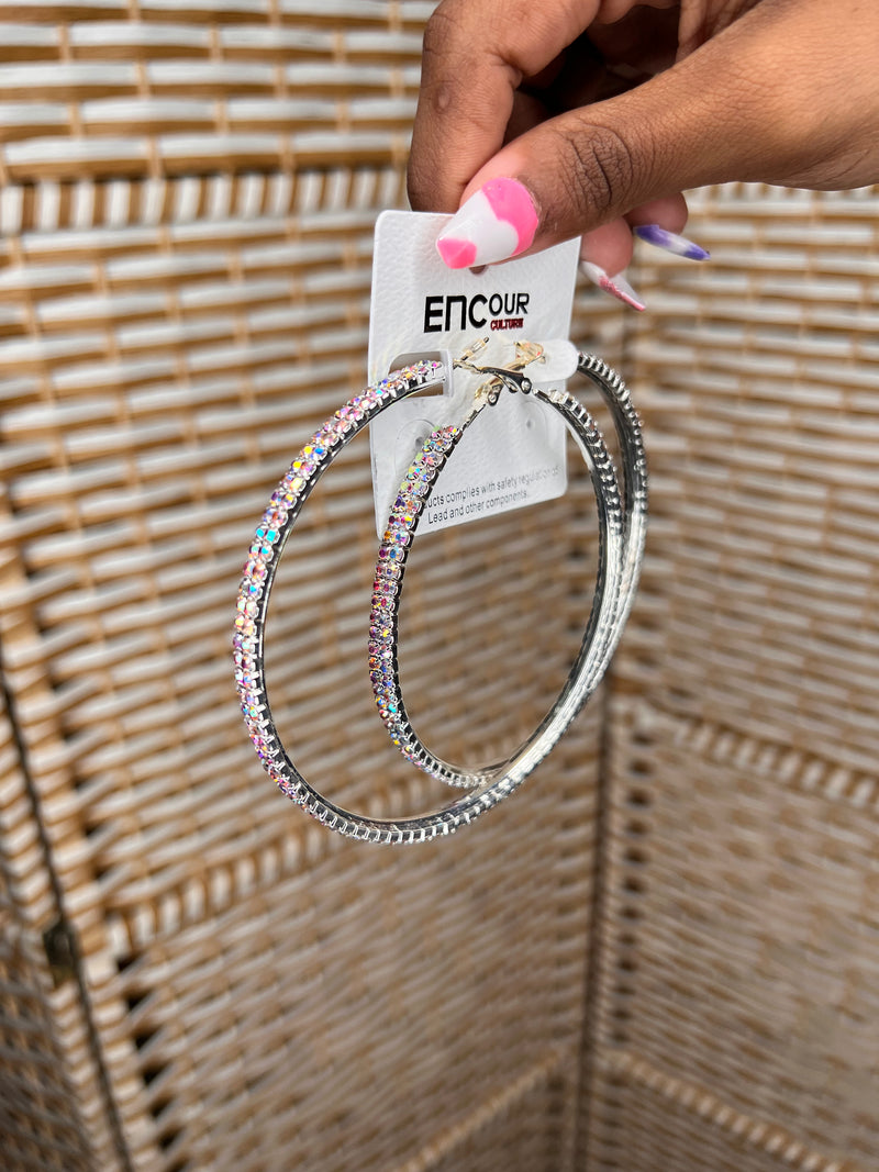 Crystal Iridescent Rhinestone Earrings