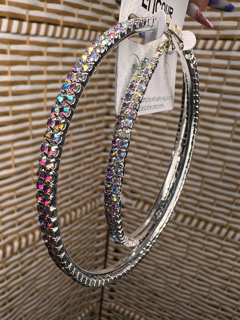 Crystal Iridescent Rhinestone Earrings