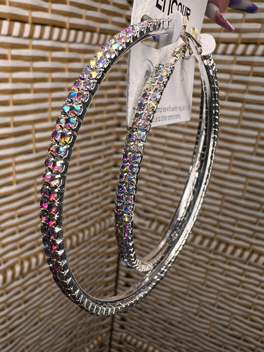 Crystal Iridescent Rhinestone Earrings