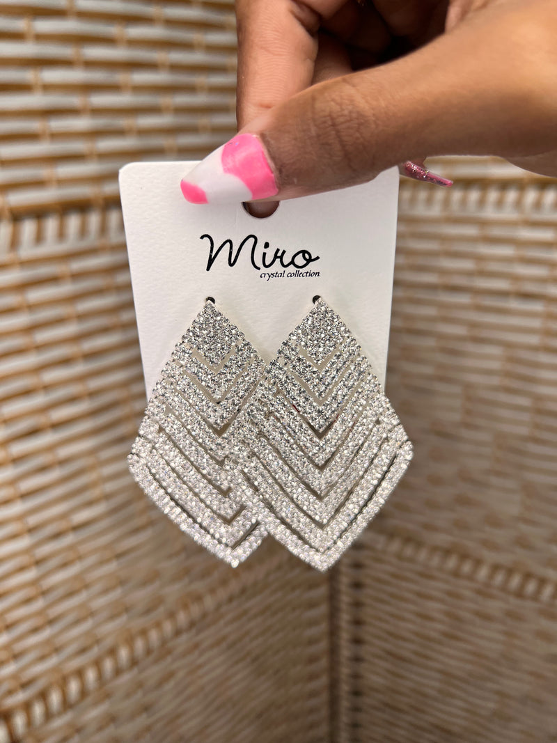 Leaves Shaped Rhinestone Earrings