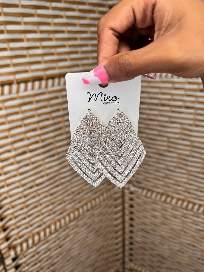 Leaves Shaped Rhinestone Earrings