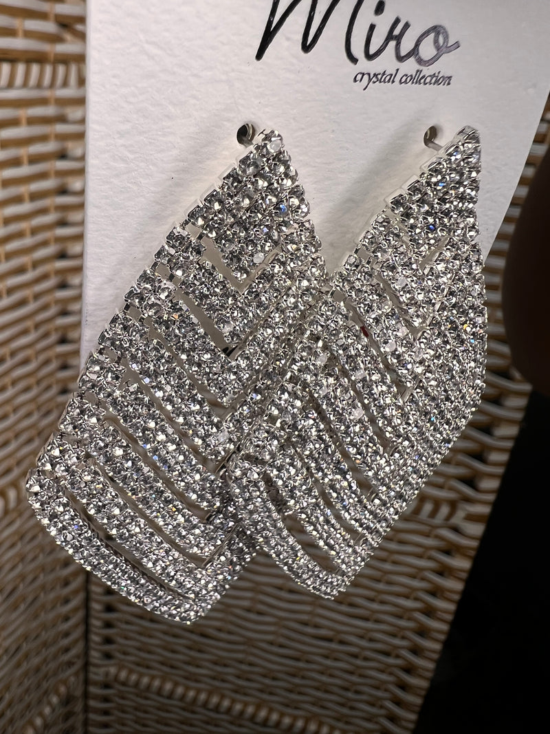 Leaves Shaped Rhinestone Earrings