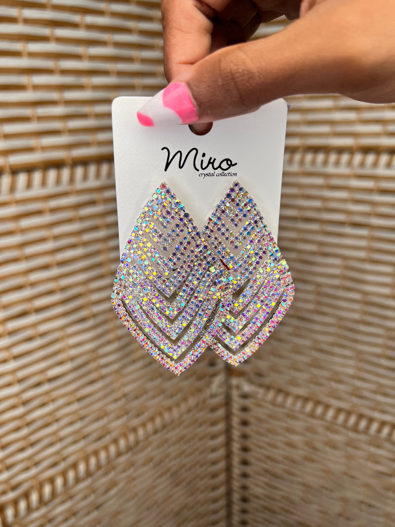 Leaves Shaped Rhinestone Earrings