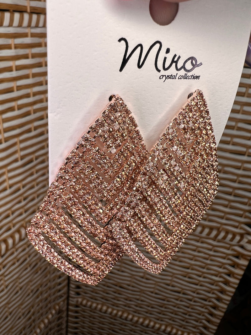 Leaves Shaped Rhinestone Earrings