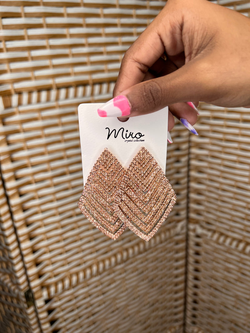 Leaves Shaped Rhinestone Earrings