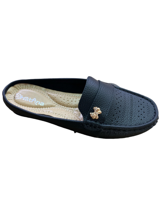 Ladies Bow Decor Patterned-Perforation Mules (Only Size 42/11)