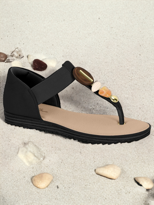Modare Ladies Comfort Pebble-Decor Closed-Heel Jagged-Sole Sandals
