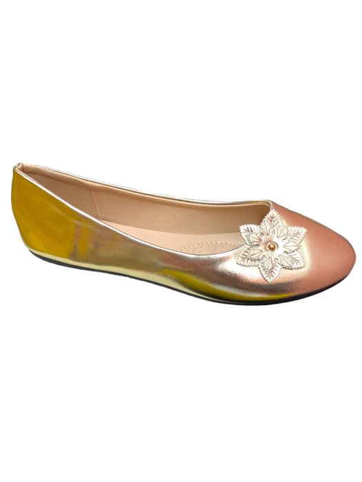 Ladies Flower Decor Glossy Whole Shoes