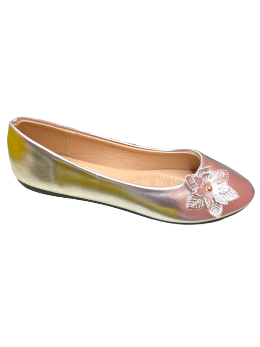 Ladies Flower Decor Glossy Whole Shoes