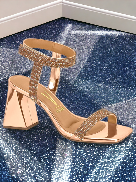 Vizzano Ladies Comfort Shiny Triangular-Block-Heel Dress Shoes