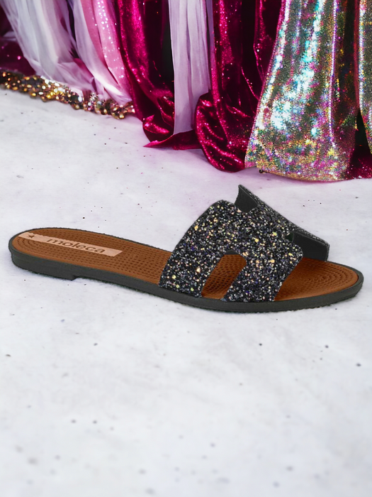 Moleca Ladies Comfort Spotted-Strap Mini-Heel Slides