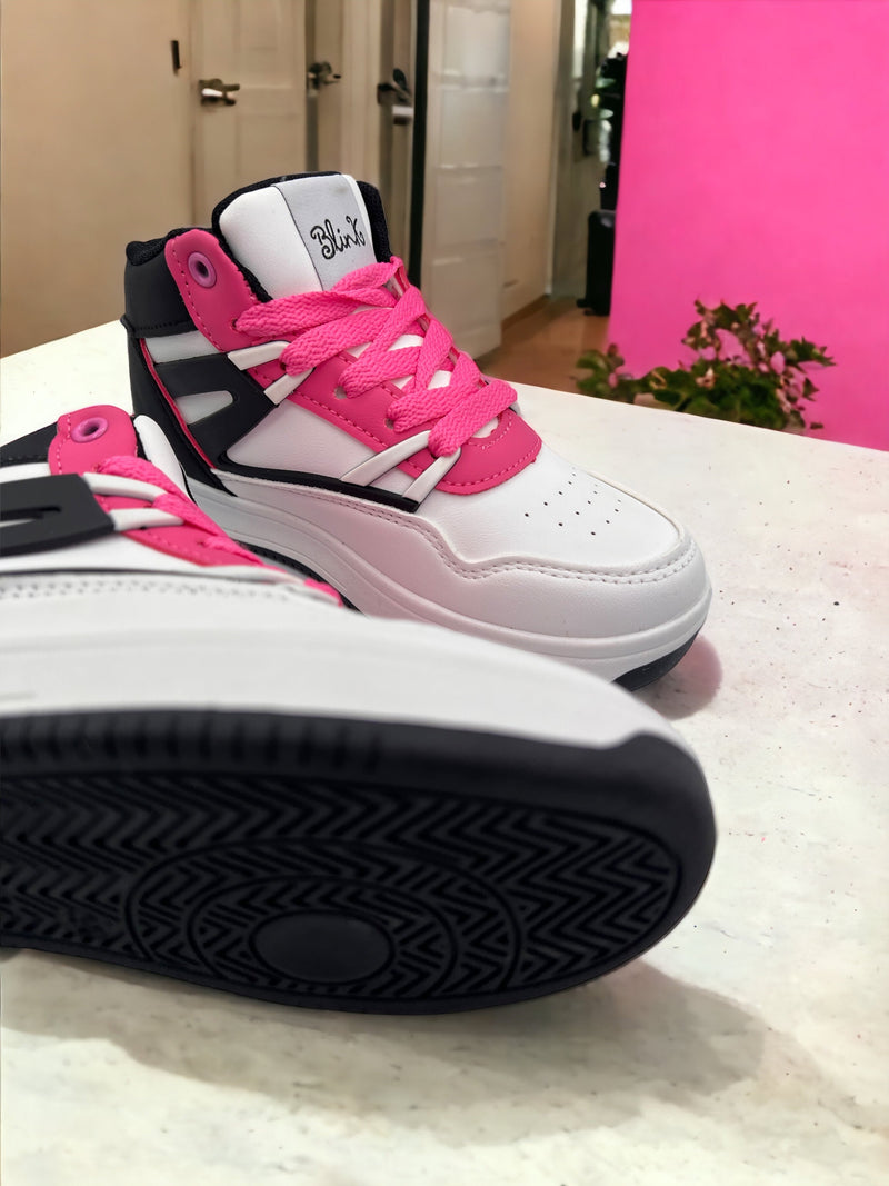 Girls Color Block Lace-Up Front High Cut Skate Shoes