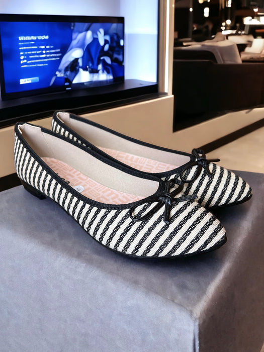 Moleca Ladies Comfort Striped Bow-Decor Whole Shoes
